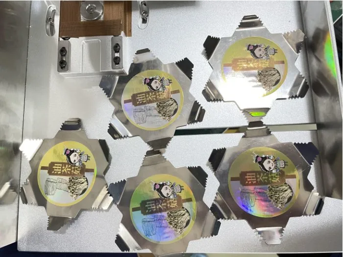 Semi-Automatic High-Precision Labeling Machine — Hexagonal parts with top labels